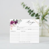 Paarse pruimelroze Vrijgezellenfeest Recipkaart (Staand voorkant)