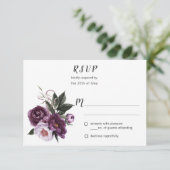 Paarse Pruimen Roze Pioenen Groen RSVP #1 (Staand voorkant)