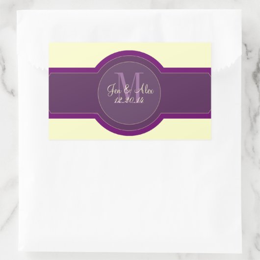 Paarse pruimencrème bruiloft wijnlabels rechthoekige sticker (Tas)
