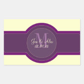 Paarse pruimencrème bruiloft wijnlabels rechthoekige sticker (Voorkant)