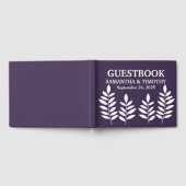 Paarse pruimenlavendel moderne bloemenbruiloft gastenboek (Volledig)