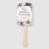 Paarse pruimenlavendel pioenen groen programma fan handwaaier (Voorkant)