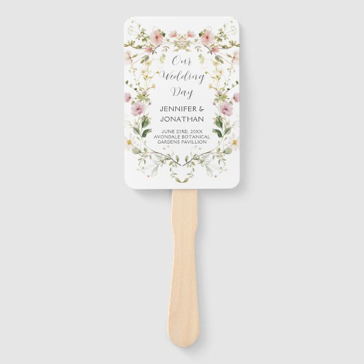 Paarse pruimenlavendel pioenen groen programma fan handwaaier (Voorkant)