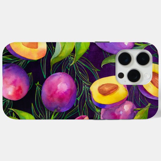 Paarse pruimpatroon Case-Mate iPhone case (Achterkant (horizontaal))