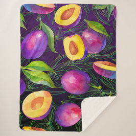 Paarse pruimpatroon sherpa deken