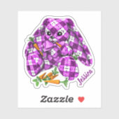 Paarse Pset Bunny n Carrots Name Sticker (Vel)