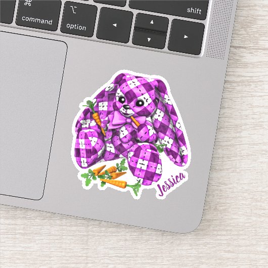 Paarse Pset Bunny n Carrots Name Sticker (Detail)