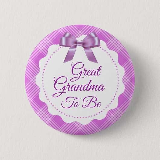 Paarse Pset en Bow Great Grandma om Button te word (Voorkant)
