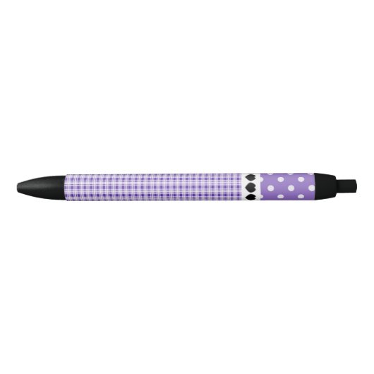 Paarse Pset en Polka Dots Zwarte Inkt Pen (Voorkant)
