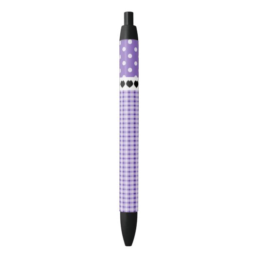 Paarse Pset en Polka Dots Zwarte Inkt Pen (Voorkant Verticaal)