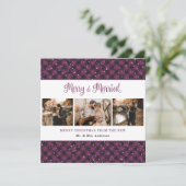 Paarse Pset Merry en gehuwde kerstKaart (Staand voorkant)