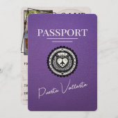Paarse Puerta Vallarta Paspoort Save The Date (Voorkant / Achterkant)