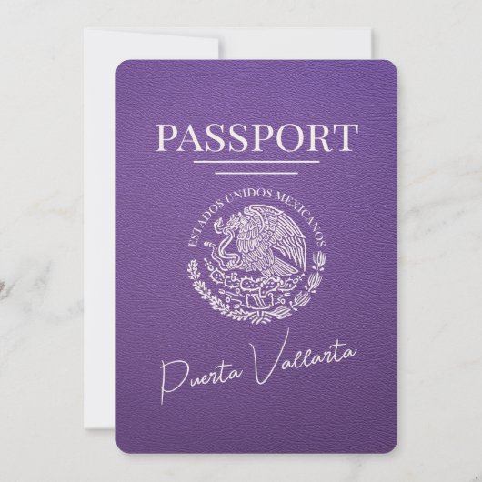 Paarse Puerta Vallarta Passport bruiloft Kaart (Achterkant)