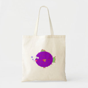 Paarse Puffer Fish Tote Bag