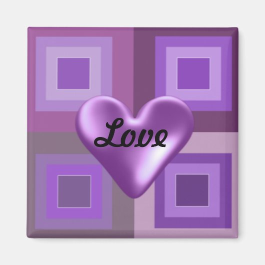 Paarse Puffy Heart Magneet (Voorkant)