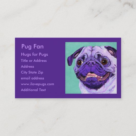 Paarse Pug Visitekaartje (Voorkant)
