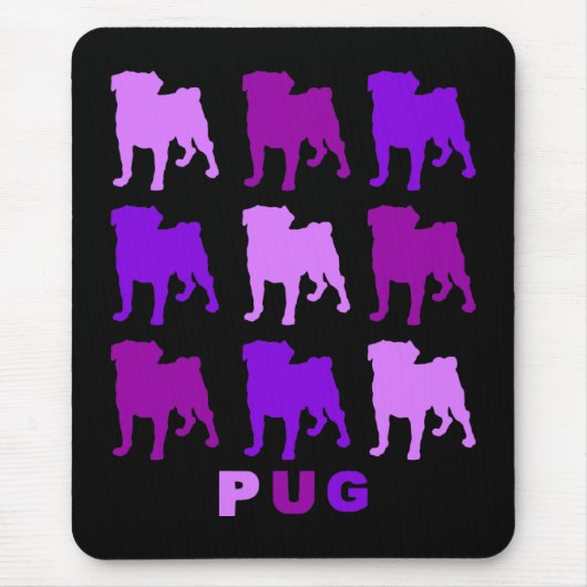 Paarse Pugs Mousepad Muismat (Voorkant)