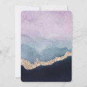 Paarse puinblauwe Waterverf Agate Gold Wedding Kaart (Achterkant)