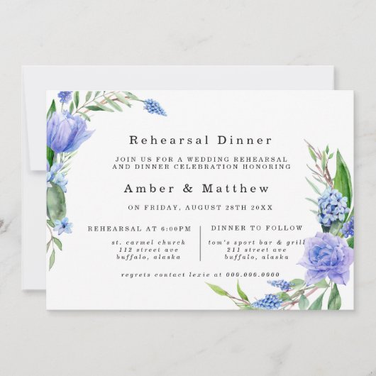 Paarse puistblauw hyacinth Peony repesal Dinner Kaart (Voorkant)