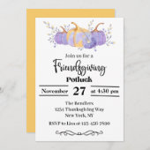 Paarse Pumpkin Friendsgiving Party Kaart (Voorkant / Achterkant)