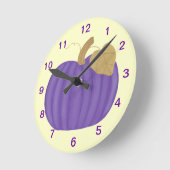 Paarse Pumpkin Gold Leaf Clock Ronde Klok (Hoek)