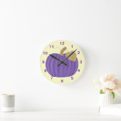 Paarse Pumpkin Gold Leaf Clock Ronde Klok (Huis)