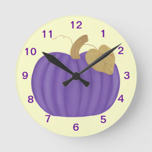 Paarse Pumpkin Gold Leaf Clock Ronde Klok