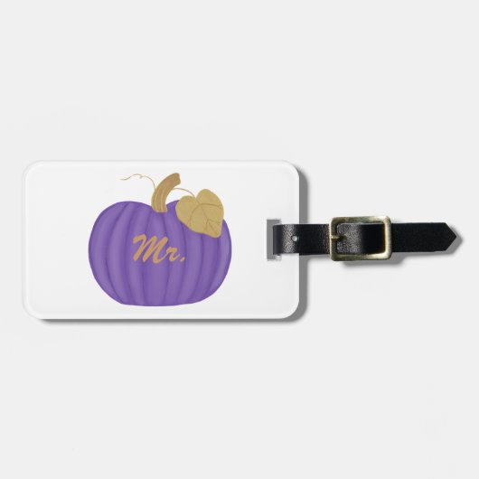 Paarse Pumpkin Gold Leaf de heer Bagagelabel (Voorkant horizontaal)