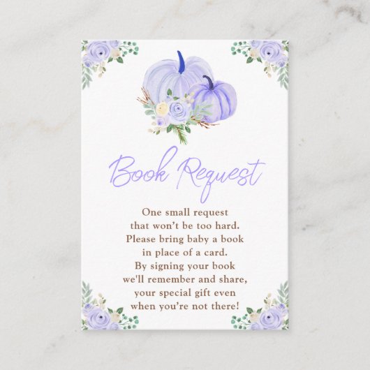 Paarse Pumpkins Floral Book Request Informatiekaartje (Voorkant)