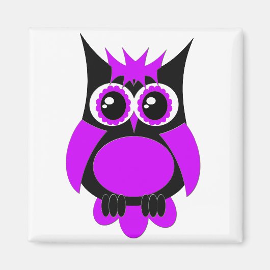 Paarse Punk Uil Magnet (Voorkant)