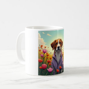Paarse pup in bloei koffiemok