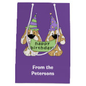 Paarse Puppy Birthday op maat Medium Cadeauzakje (Achterkant)