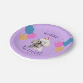 Paarse Puppy Dog Verjaardag Paw-ty Papieren Bordje (Gekanteld)