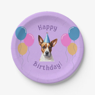 Paarse Puppy Dog Verjaardag Paw-ty Papieren Bordje