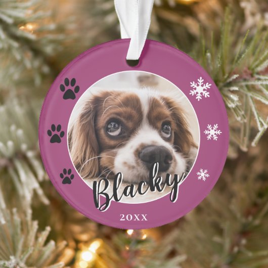 Paarse puppy hondennaam foto kerst aandenken ornament (Boom)