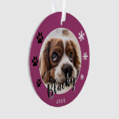 Paarse puppy hondennaam foto kerst aandenken ornament (voorkant)