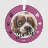 Paarse puppy hondennaam foto kerst aandenken ornament (achterkant)