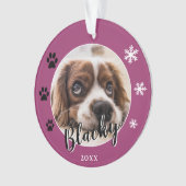 Paarse puppy hondennaam foto kerst aandenken ornament (voorkant)