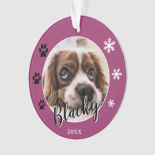 Paarse puppy hondennaam foto kerst aandenken ornament (voorkant)