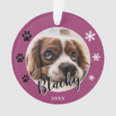 Paarse puppy hondennaam foto kerst aandenken ornament (voorkant)