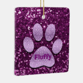 Paarse Puppy Paw Paarse Faux Glitter Keramisch Ornament (Rechts)