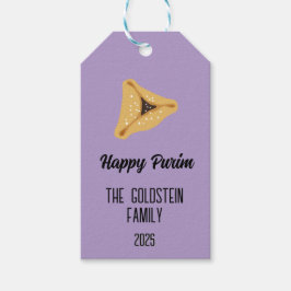 Paarse Purim Familienaam voor Gift Basket Gift Lab Cadeaulabel