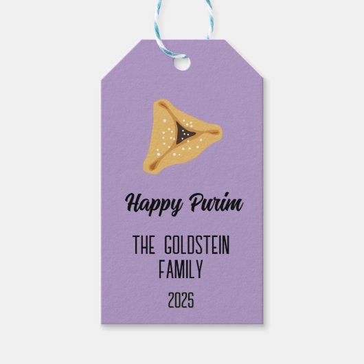 Paarse Purim Familienaam voor Gift Basket Gift Lab Cadeaulabel (Voorkant)