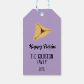 Paarse Purim Familienaam voor Gift Basket Gift Lab Cadeaulabel (Achterkant)