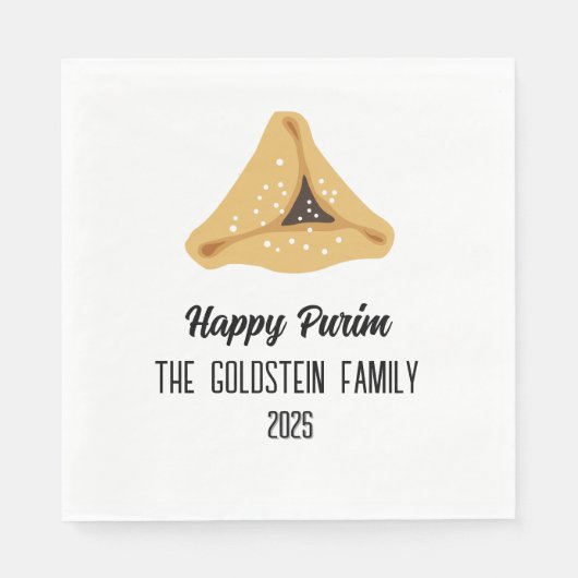 Paarse Purim Hamentashen familienaam Servet (Voorkant)