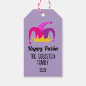 Paarse Purim Pet Familienaam Favoriete Tassen Cadeaulabel (Achterkant)