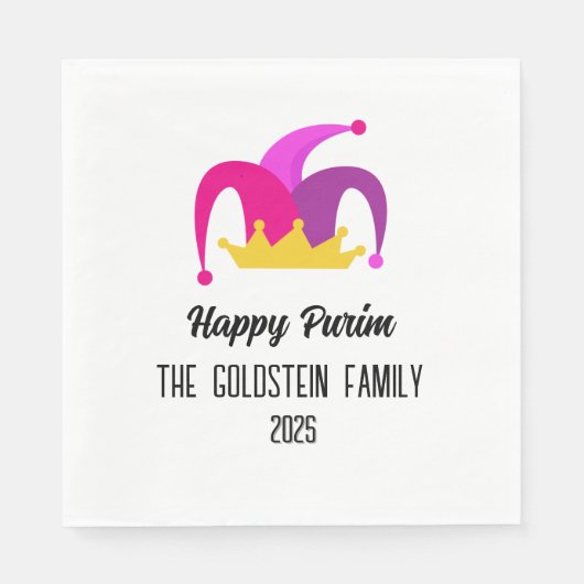 Paarse Purim Pet familienaam Servet (Voorkant)