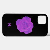 Paarse Purperen Donkere Bloemrijke Roos Monogram E Case-Mate iPhone Case (Achterkant (horizontaal))