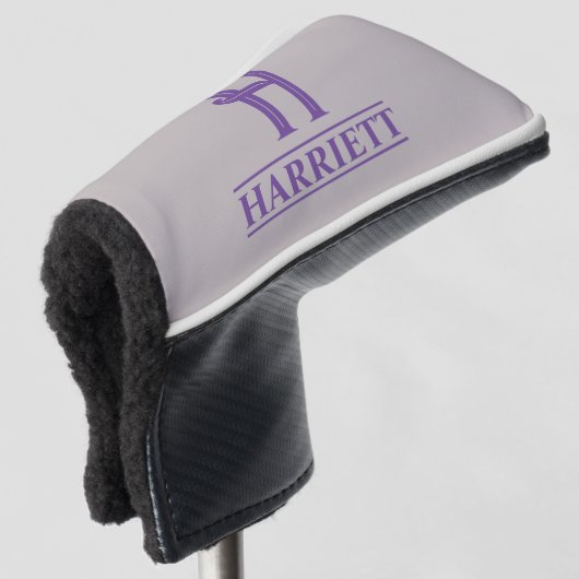 Paarse Putter Headcover met Monogram (3/4 voorkant)
