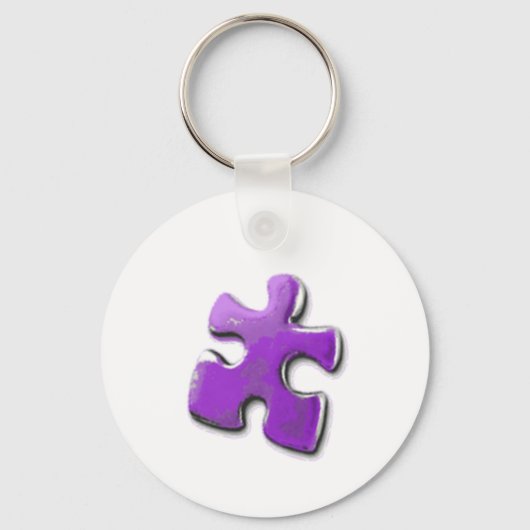 Paarse puzzel! Een ontwerp dat ook voor Autism Bew Sleutelhanger (Voorkant)
